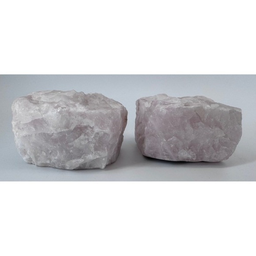 Rose Quartz Crystal Candle Tealight Votive Holders Set of 2 Raw Gemstone Carved - Picture 6 of 16